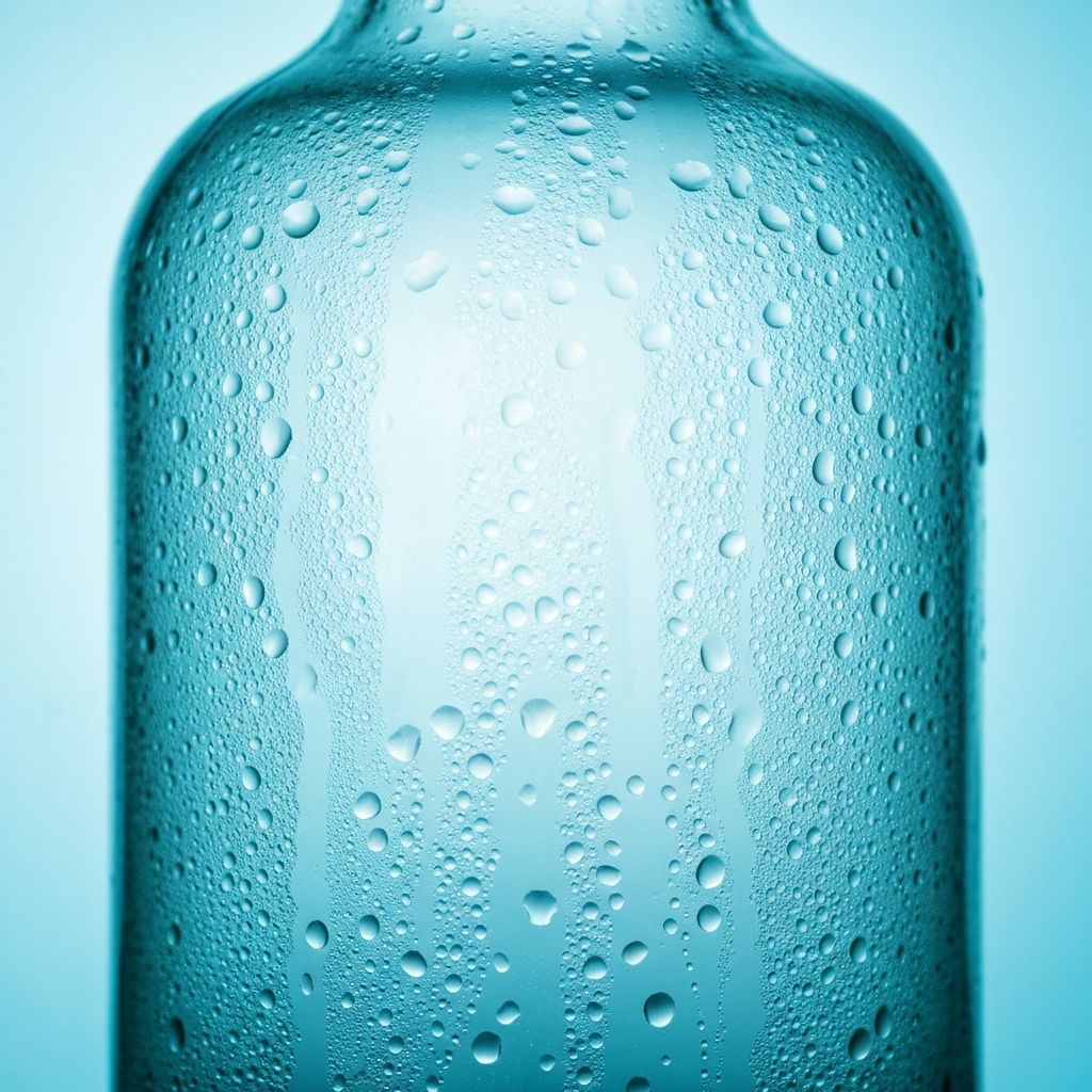 Condensation on chilled water bottle